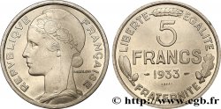 Concours de 5 francs, essai de Morlon en nickel 1933 Paris GEM.138 1