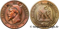 Dix centimes Napoléon III, tête laurée - satirique 1862 Bordeaux F.134/9 var.
