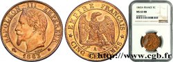 Cinq centimes Napoléon III, tête laurée 1863 Paris F.117/10
