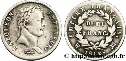 Demi-franc Napoléon Ier tête laurée, Empire français 1812 Marseille F.178/43