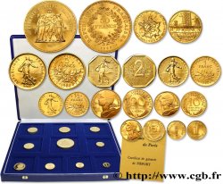Coffret de 10 Piéforts en Or : 50, 10, 5, 2, 1 et 1/2 francs et 20, 10, 5 et 1 centimes 1980 Pessac GEM.293 CPO11