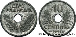 Essai-piéfort de 10 centimes État français, grand module 1941 Paris GEM.44 EP AU50