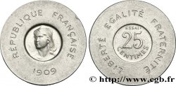 Essai-piéfort de 25 centimes par Rude, frappe monnaie 1909 Paris GEM.65 EP var. SUP58