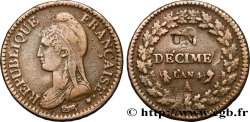 Un décime Dupré, modification du 2 décimes 1796 Paris F.127/1 VF35