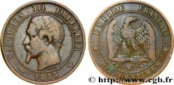 Dix centimes Napoléon III, tête nue, différent ancre 1855 Lille F.133/32