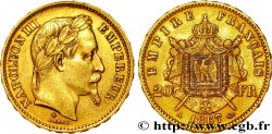 20 francs or Napoléon III, tête laurée 1867 Paris F.532/15