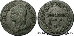 Décime Dupré, petit module, refrappe 1796 Lyon F.126/2 var. AU58