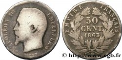 50 centimes Napoléon III, tête nue 1863 Strasbourg F.187/17
