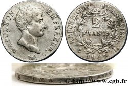 2 francs Napoléon Empereur, Calendrier grégorien, Tranche Fautée 1807 Bayonne F.252/11