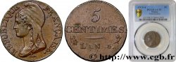 5 centimes Dupré, petit module 1796 Paris F.113/1