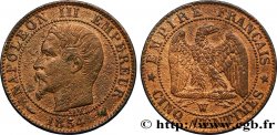 Cinq centimes Napoléon III, tête nue 1854 Lille F.116/15
