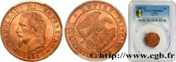 Deux centimes Napoléon III, tête laurée, axe à 7h30 1861 Bordeaux F.108A/3