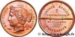 Concours de 10 centimes, essai en cuivre par Rogat, premier concours, cinquième revers 1848 Paris VG.3204