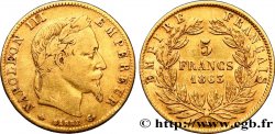 5 francs or Napoléon III, tête laurée 1863 Paris F.502/3