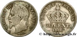 50 centimes Napoléon III, tête laurée 1866 Strasbourg F.188/10
