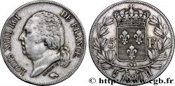 5 francs Louis XVIII, tête nue 1824 La Rochelle F.309/91
