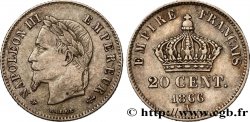 20 centimes Napoléon III, tête laurée, petit module 1866 Paris F.149/4