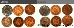Lot de 6 pièces de Un centime Napoléon III, tête nue n.d. n.l. F.102/32