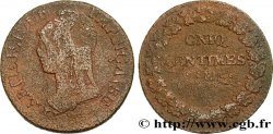 Cinq centimes Dupré, grand module,  refrappage  du décime, CNIQ 1797 s.l. F.114/-