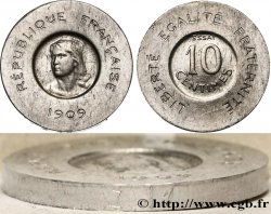 Essai de 10 centimes Rude en aluminium 1909 Paris GEM.35 5 SUP60