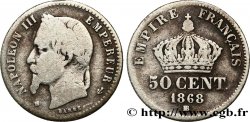 50 centimes Napoléon III, tête laurée 1868 Strasbourg F.188/22