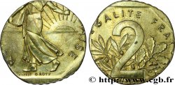 2 francs Semeuse nickel, frappe fautée sur flan de 5 centimes Marianne n.d. Pessac F.272/- var.