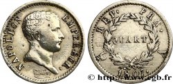 Quart (de franc) Napoléon Empereur, tête de nègre, Fautée , Coins tournés à 4h30 1807 Paris F.160/1