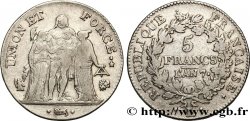 5 francs Union et Force, Union serré, seulement gland extérieur, petite feuille 1799 Bayonne F.288/113