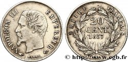 20 centimes Napoléon III, tête nue, Grands Différents 1857 Paris F.148/9