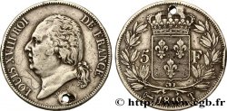 5 francs Louis XVIII, tête nue 1819 Nantes F.309/47