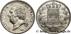 5 francs Louis XVIII, tête nue 1824 Lyon F.309/88