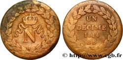 Un décime à l’N couronnée 1814 Strasbourg F.131/1