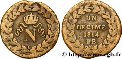 Un décime à l’N couronnée 1814 Strasbourg F.131/1