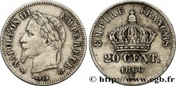 20 centimes Napoléon III, tête laurée, petit module 1866 Bordeaux F.149/6