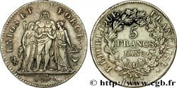 5 francs Union et Force, Union desserré, avec glands intérieurs et gland extérieur 1801 Bordeaux F.291/41