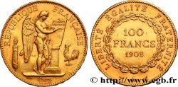100 francs or Génie, tranche inscrite en relief liberté égalité fraternité 1908 Paris F.553/2 AU52