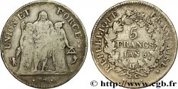 5 francs Union et Force, Union serré, avec glands intérieurs et gland extérieur, Tranche fautée 1797 Paris F.288/3