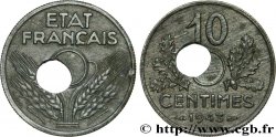 10 centimes État français, grand module, fautée, trou décentré (type III) 1943  F.141/5