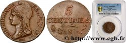 5 centimes Dupré, petit module 1796 Paris F.113/1