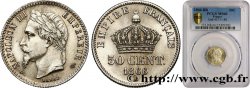 50 centimes Napoléon III, tête laurée 1866 Strasbourg F.188/10