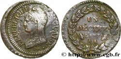 Un décime Dupré, grand module, hybride, frappe décentrée 1800 Metz F.129/38