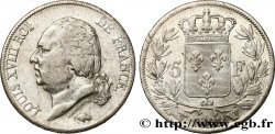 5 francs Louis XVIII, tête nue 1822 Lille F.309/75