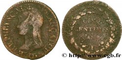 Cinq centimes Dupré, grand module,  refrappage  du décime 1797 Limoges F.114/8 B10