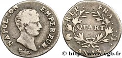 Quart (de franc) Napoléon Empereur, Calendrier révolutionnaire 1805 Turin F.158/17 VF25
