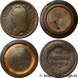 Un décime Dupré, grand module, transformé en boîte de forçat 1799 Paris F.129/24 var.