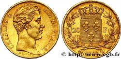 20 francs or Charles X, matrice du revers à quatre feuilles et demie 1826 Perpignan F.520/4 AU50