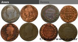 Lot de 4 Cinq centimes Dupré, grand module n.d. s.l. F.115/71