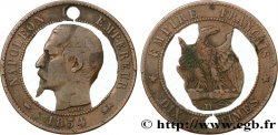 Dix centimes Napoléon III, tête nue, évidée 1854 Lyon F.133/15 var.