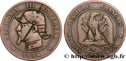 Dix centimes Napoléon III, tête nue, satirique 1854 Lille F.133/18 var.