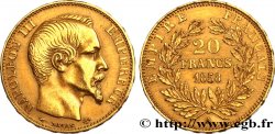 Faux de 20 francs or Napoléon III, tête nue, Montecatini 1858 Paris F.531/13 var.